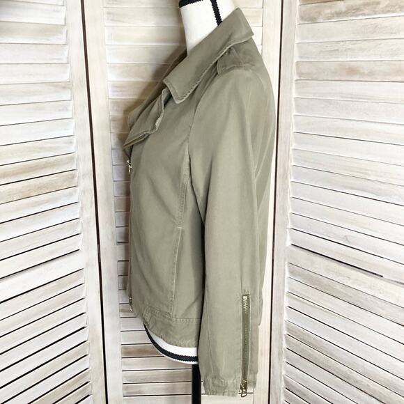 Nili Logan Olive Green Cotton Canvas Double Zip Moto Utility Jacket 6 - Picture 4 of 10